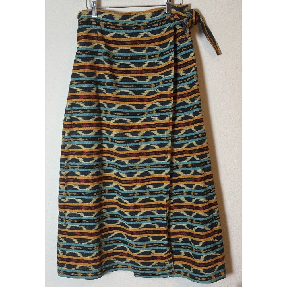 Vintage Big Jaguar Guatemalan Wrap Skirt Woven Southwestern Ethnic Size L
